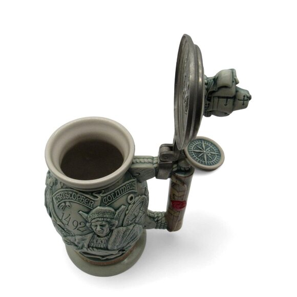 AVON Christopher Columbus New World STEIN from Brazil 1992 Hinged Lid 9.5" Tall - Picture 7 of 12